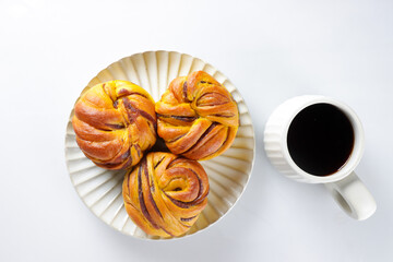 Roti Labu or Pumpkin Bread with red bean paste.