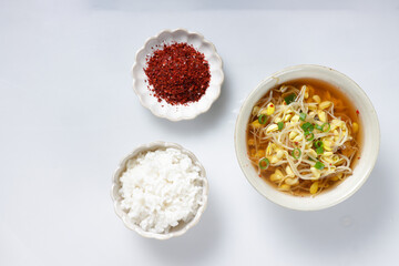 Kognamul Guk is Korean soybean sprout soup with gochugaru. 