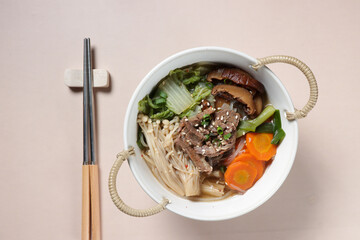 Bulgogi Jeongol or Yaetnal Bulgogi is Korean traditional stew with beef in Ttukbaegi (Bulgogi Hot Pot)