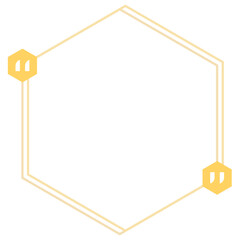 Quote box frame yellow double line hexagon