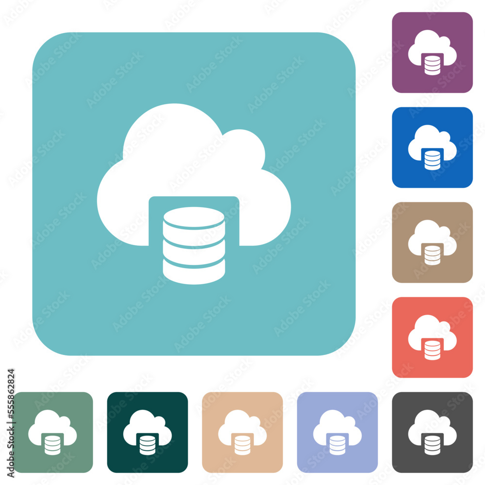Aufkleber cloud database rounded square flat icons