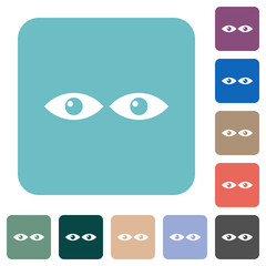 Watching eyes solid rounded square flat icons