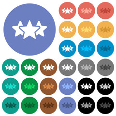 Three star rating solid round flat multi colored icons
