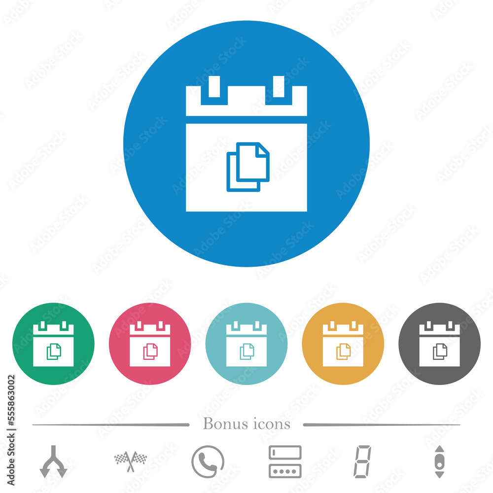 Poster duplicate schedule item flat round icons