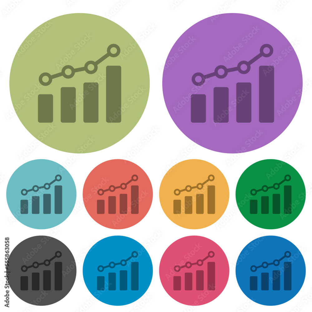 Aufkleber bar graph with circles and lines color darker flat icons