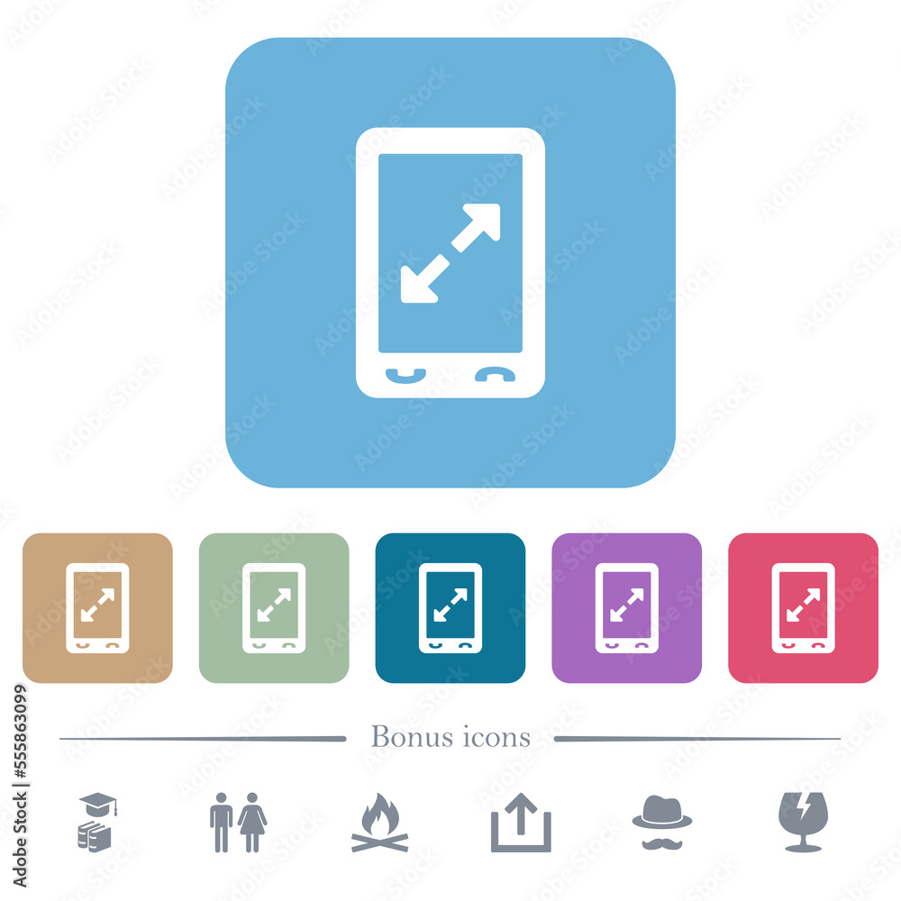 Poster mobile pinch open gesture flat icons on color rounded square backgrounds