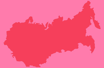 contour map of Russia in red color
