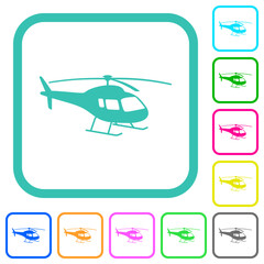 Helicopter silhouette vivid colored flat icons