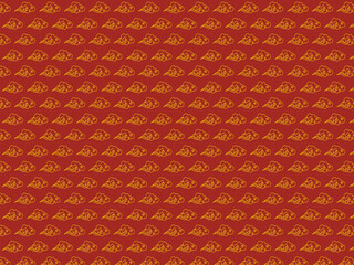 Gold chinese cloud vector pattern on red background.