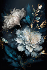 Beautiful abstract floral design for prints, postcards or wallpaper. AI