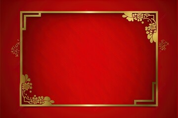 Oriental eastern golden frame on red background