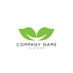 Green leaf logo illustration, silhouette leaf symbol logo