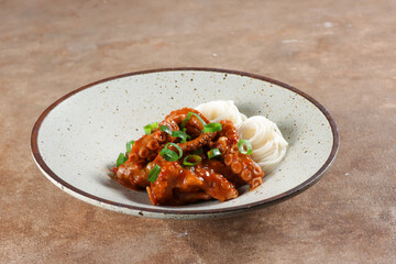 Korean Food : Nakji Bokkeum is Korean Traditional Seafood, Spicy Stir Fried Octopus.