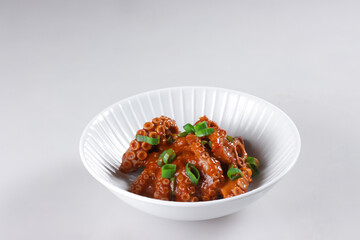 Korean Food : Nakji Bokkeum is Korean Traditional Seafood, Spicy Stir Fried Octopus.