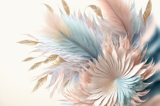 Beautiful flowers. Abstract floral design in pastel colors for prints, postcards or wallpaper. AI