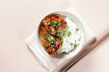 Japanese Food : Cod Fish Teriyaki Rice Bowl.