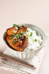 Japanese Food : Cod Fish Teriyaki Rice Bowl.