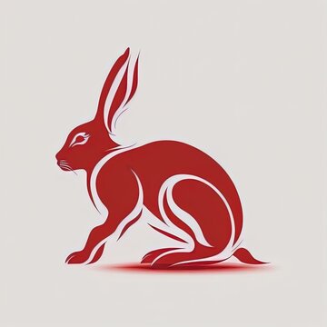 Red rabbit icon Chinese new year 2023 symbol