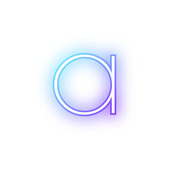 Alphabet lowercase a neon blue purple