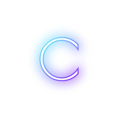 Alphabet lowercase c neon blue purple