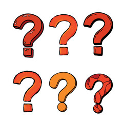 Question mark. Red hand drawn Doodle FAQ symbol.