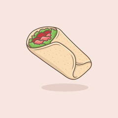 cute and delicious burritos cartoon illustration