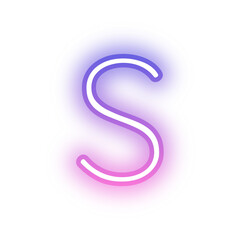 Naklejka premium Alphabet uppercase S neon light purple pink