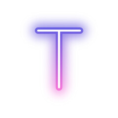 Alphabet uppercase T neon light purple pink