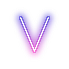 Alphabet uppercase V neon light purple pink