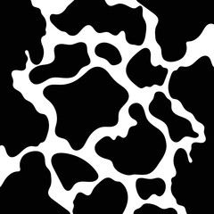 Vector black cow print pattern animal seamless. Cow skin abstract for printing, cutting, and crafts Ideal for mugs, stickers, stencils, web, cover. wall stickers, home decorate and more.