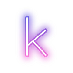 Alphabet lowercase k neon light purple pink