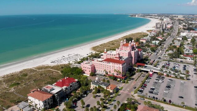 4K Drone Video of the Don Cesar Hotel on the Gulf of Mexico in St. Pete Beach, Florida