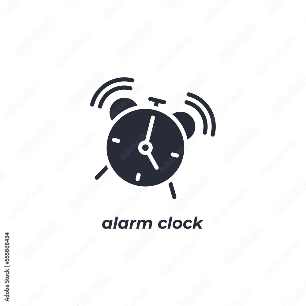 Poster vector sign alarm clock symbol is isolated on a white background. icon color editable.