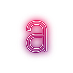 Neon light red alphabet lowercase a outline