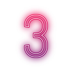 Neon light red alphabet three 3 outline