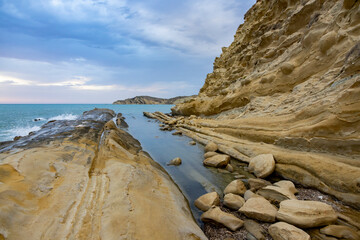 monumetal sandstone cliff, Dailan bay, Albania