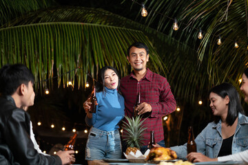 couple life enjoying with friends in the party