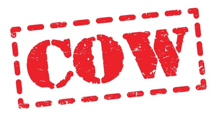 COW text written on red stamp sign.