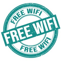 FREE WIFI text written on blue round stamp sign