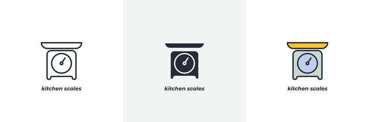 kitchen scales icon. Line, solid and filled outline colorful version, outline and filled vector sign. Idea Symbol, logo illustration. Vector graphics