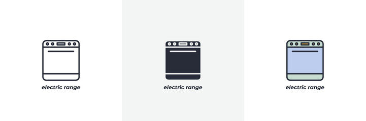electric range icon. Line, solid and filled outline colorful version, outline and filled vector sign. Idea Symbol, logo illustration. Vector graphics