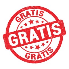 GRATIS text written on red stamp sign.