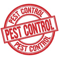 PEST CONTROL written word on red stamp sign