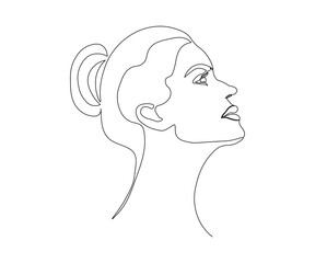abstract portrait of a girl , woman, hand drawn, mono line, one line art. Logo of SPA salon, massage salon, beauty salon