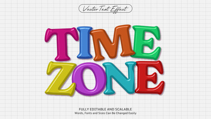 COLORFUL AND PLAYFUL TIME ZONE EDITABLE TEXT EFFECT