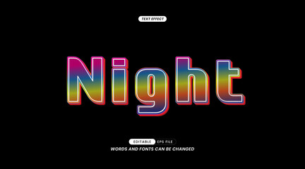 Typography Text Effect - Night Word Slogan Editable.