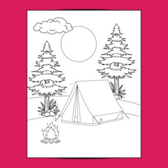 Outdoor camping coloring pages for kids