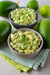 Vegetarian salad with egg and avocado