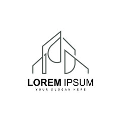 House Logo, Building Furniture Design, Construction Vector, Property Brand Icon, Real Estate, Housing