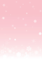 かわいいピンク色の雪背景素材　A4縦型　グラデーション　ベクター